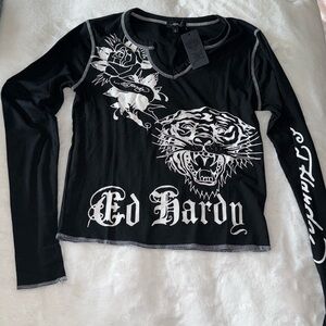 Ed Hardy Long Sleeves thermal shirt 🦁🌹💀
